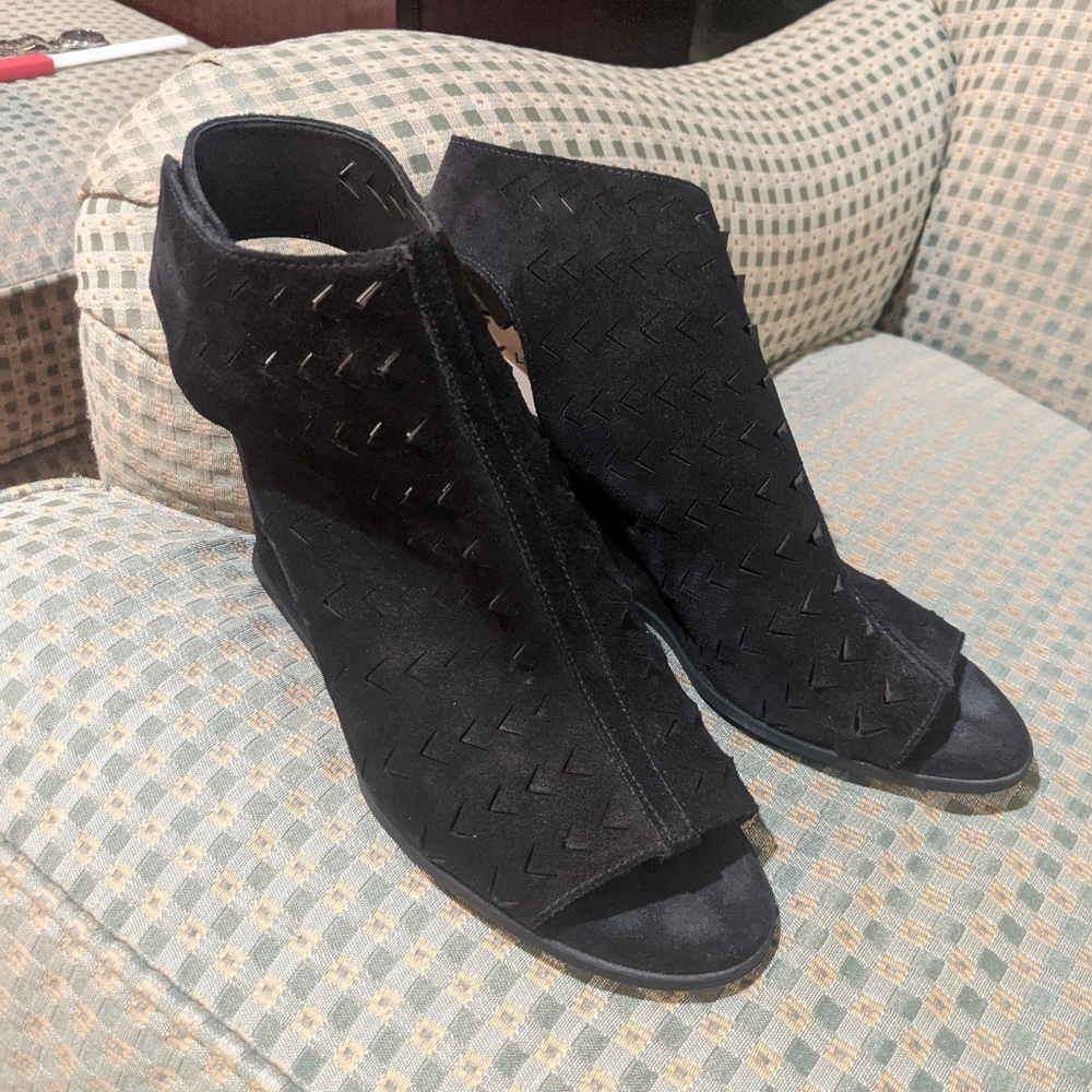 Black Suede Wedges - 7.5